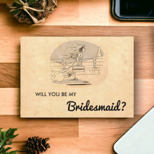 Rustic Retro Pop Art Funny Bridesmaid Card Kaart