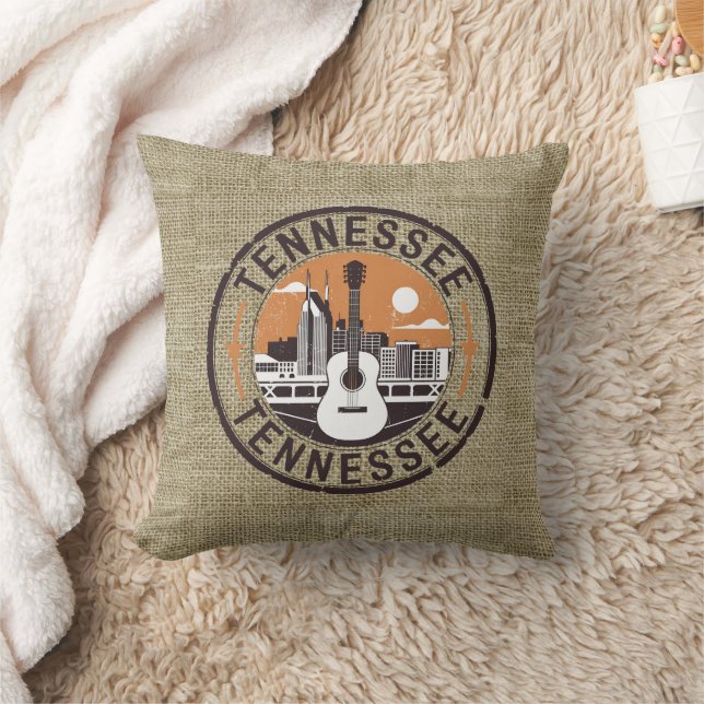 Rustic Retro Tennessee Travel Stamp Kussen (Deken)