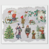 Rustic Retro Vintage Kerstwinter Cadeaupapier (Vlak)