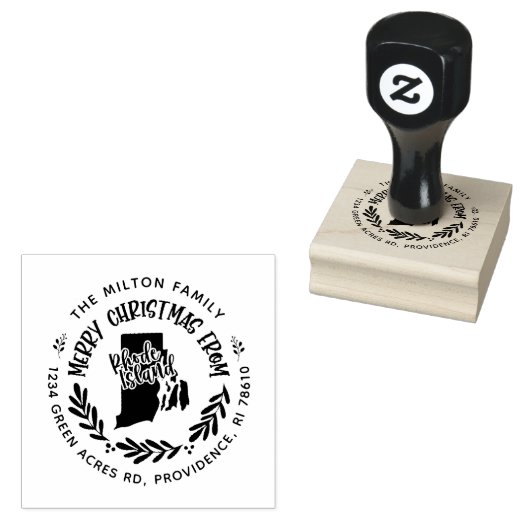 rustic rhode eiland merry kerkerkerst 	rubberstempel (Gestempeld)
