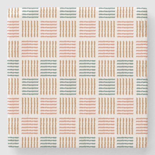 Rustic Rhythm Plaid – Modern Boho Stenen Onderzetter (Voorkant)