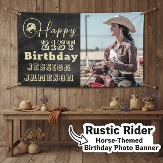 "Rustic Rider" Horse Theme Anniversaire Bannière P