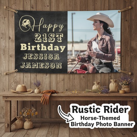 "Rustic Rider" Horse Theme Anniversaire Bannière P