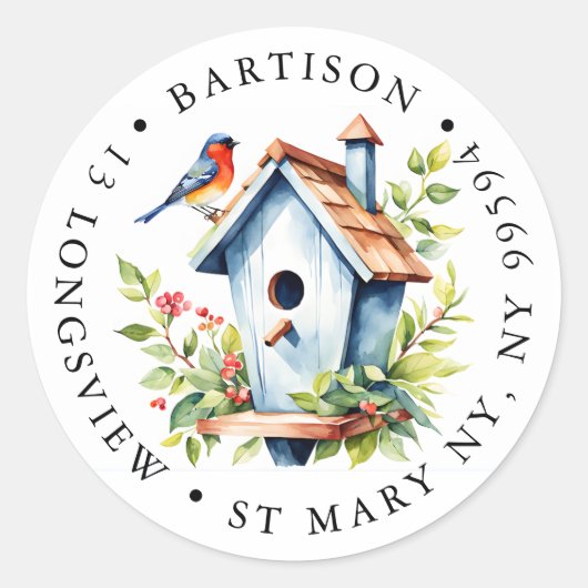 Rustic Robin Bird Box Label | Watercolour Nature (Voorkant)
