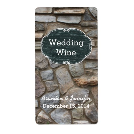 Rustic Rocks Custom Wedding Mini Wine Label (Voorkant)
