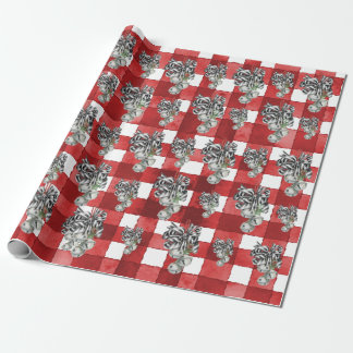 Rustic Rode Gingham Kerstmis Cadeaupapier