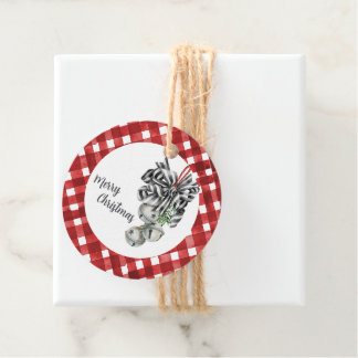 Rustic Rode Gingham Noël Bedankjes Labels