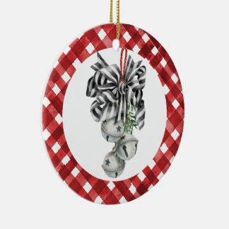 Rustic Rode Gingham Noël Keramisch Ornament