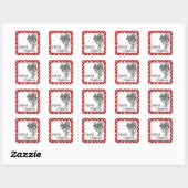 Rustic Rode Gingham Noël Vierkante Sticker (Vel)