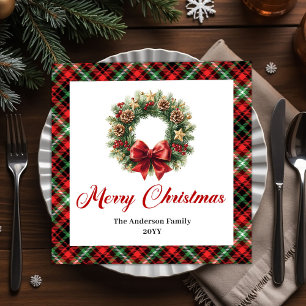 Rustic Rode Groen Kerst Krans Servet Set