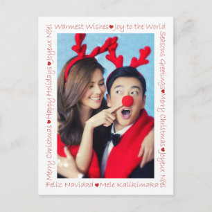 Rustic Rode Harten & Kerst Woorden 2 Foto Rand Briefkaart