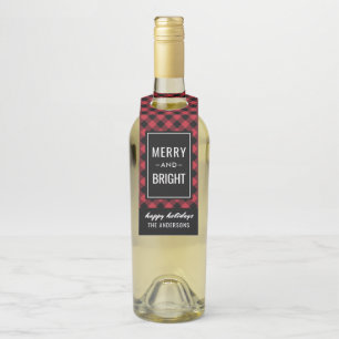 Rustic Rode Plaid Merry and Bright Flessenhanger