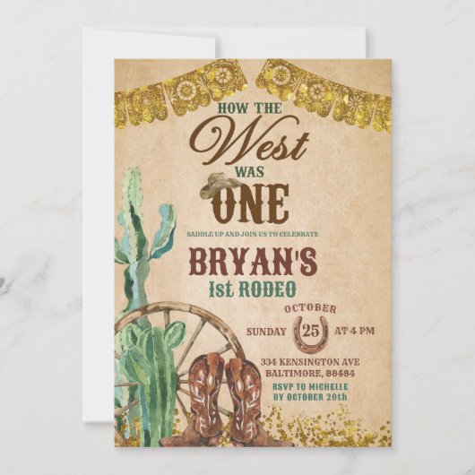 Rustic Rodeo Cowboy Invitation d'anniversaire (Devant)