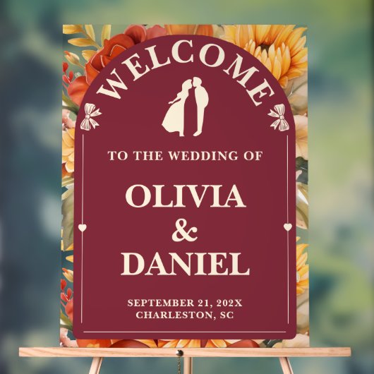 Rustic Romance | Custom Fall Wedding Welcome Acryl Bord (Neutraal)