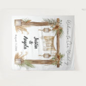 Rustic Romance Customizable Wedding Arch Backdrop Wandkleed (Voorkant (horizontaal))