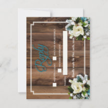 Rustic Romantic Antler Reply card met Magnolia