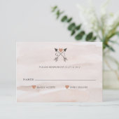 Rustic Romantic Arrow en Heart Wedding RSVP (Staand voorkant)