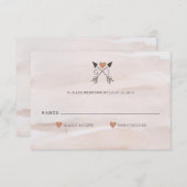 Rustic Romantic Arrow en Heart Wedding RSVP (Voorkant / Achterkant)