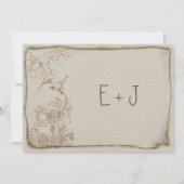 Rustic Romantic Brown Paper Lovevogels Wedding Kaart (Achterkant)