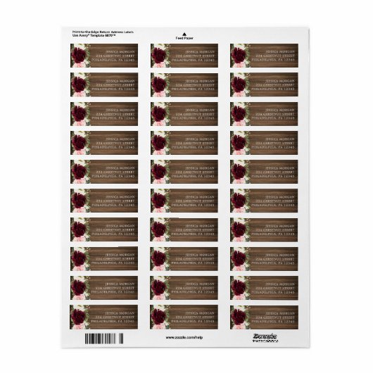 Rustic Romantic Greenery Adresetiketten Etiket (Full Sheet)