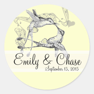 Rustic Romantic Hummingbird Kiss Love BirdWedding Ronde Sticker