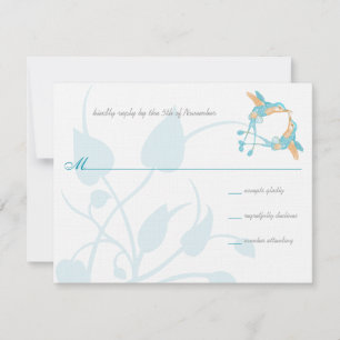 Rustic Romantic Hummingbird Kiss Love BirdWedding RSVP Kaartje