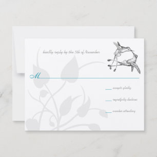 Rustic Romantic Hummingbird Kiss Love BirdWedding RSVP Kaartje