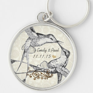Rustic Romantic Hummingbird Kiss Love BirdWedding Sleutelhanger