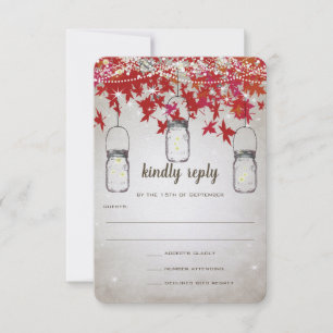 Rustic Romantic Mason Jar Red en Silver Herfst Lea RSVP Kaartje