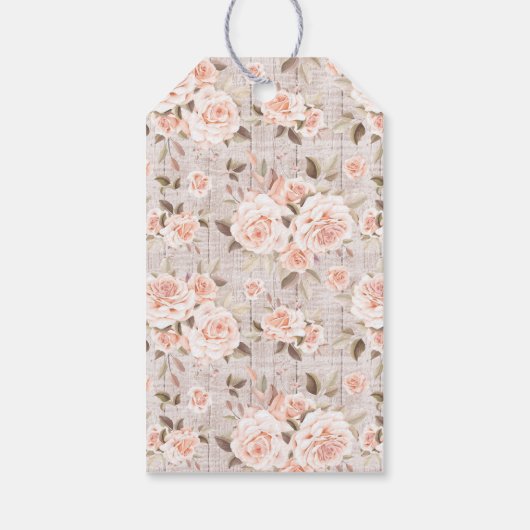 Rustic Romantic Rozen Garden Wedding Persoonlijk Cadeaulabel (Achterkant)