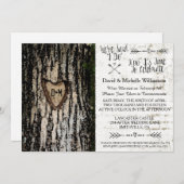 Rustic Romantic Tree Post Wedding Invite Kaart (Voorkant / Achterkant)
