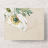Rustic Romantic White Ranunculus All In One Uitnodiging (Achterkant)