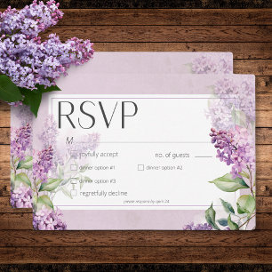Rustic Romantische Paarse & Salie Sering Tafeldine RSVP Kaartje