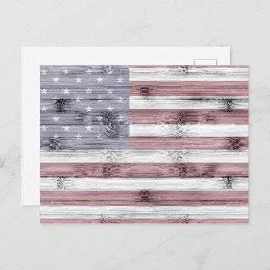 Rustic Rood Wit Blauw Hout VS vlag Amerika Briefkaart (Voorkant / Achterkant)
