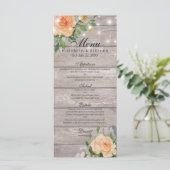 Rustic Roos Floral String Lights Wedding Menu (Staand voorkant)