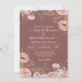 Rustic Roos Roze Waterverf Floral Dried Greenery Kaart (Voorkant)