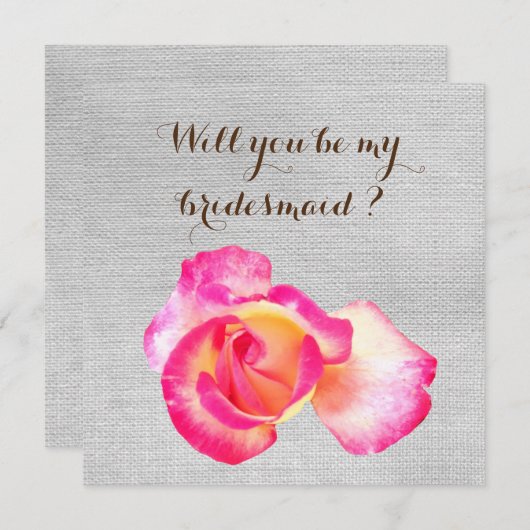 Rustic, Roos, word je mijn bruidskaart? Kaart (Voorkant / Achterkant)