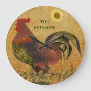 RUSTIC ROOSTER AMERICANA FAMILIE NAME GROTE KLOK