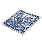 Rustic Rooster Blue White Delft Dedham  Tegeltje (Zijkant)