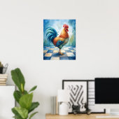 Rustic Rooster Country Farmhouse Kitchen  Poster (Thuiskantoor)