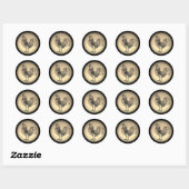 Rustic Rooster Ronde Sticker (Vel)