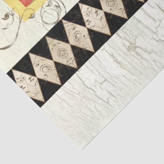 Rustic Rooster Waterverf Harlequin Wood Ontvlechti Tissuepapier (Detail)