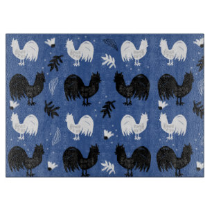 Rustic Roosters Boerderij Hand Drawn Pattern Snijplank
