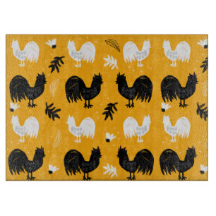 Rustic Roosters Boerderij Hand Drawn Pattern Snijplank