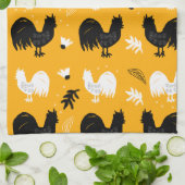 Rustic Roosters Boerderij Hand Drawn Pattern Theedoek (Gevouwen)