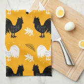 Rustic Roosters Boerderij Hand Drawn Pattern Theedoek (Quarter Fold)