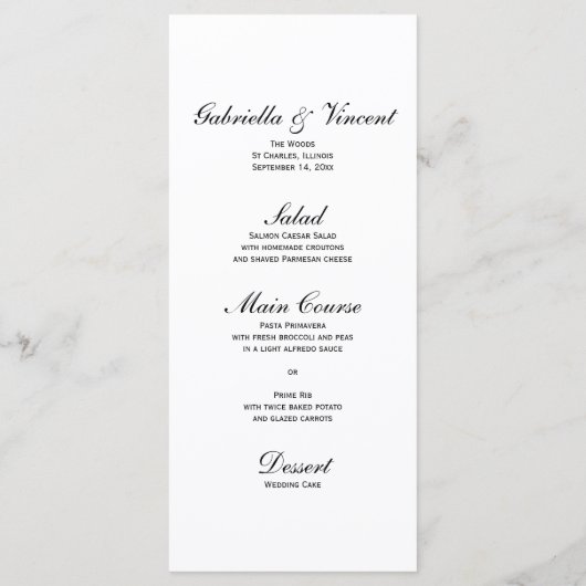 Rustic Rose Daisy Natural Woods Mariage Menu (Dos)