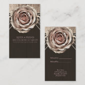 Rustic Rose Elegante Houten Diamant Verwijs een Vr Aanbevelingskaartje (Voorkant / Achterkant)