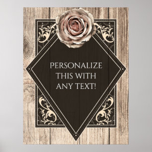 Rustic Rose Elegante Houten Diamanten Feest Banner Poster