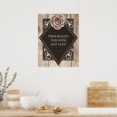 Rustic Rose Elegante Houten Diamond Feestbanner Poster (Keuken)